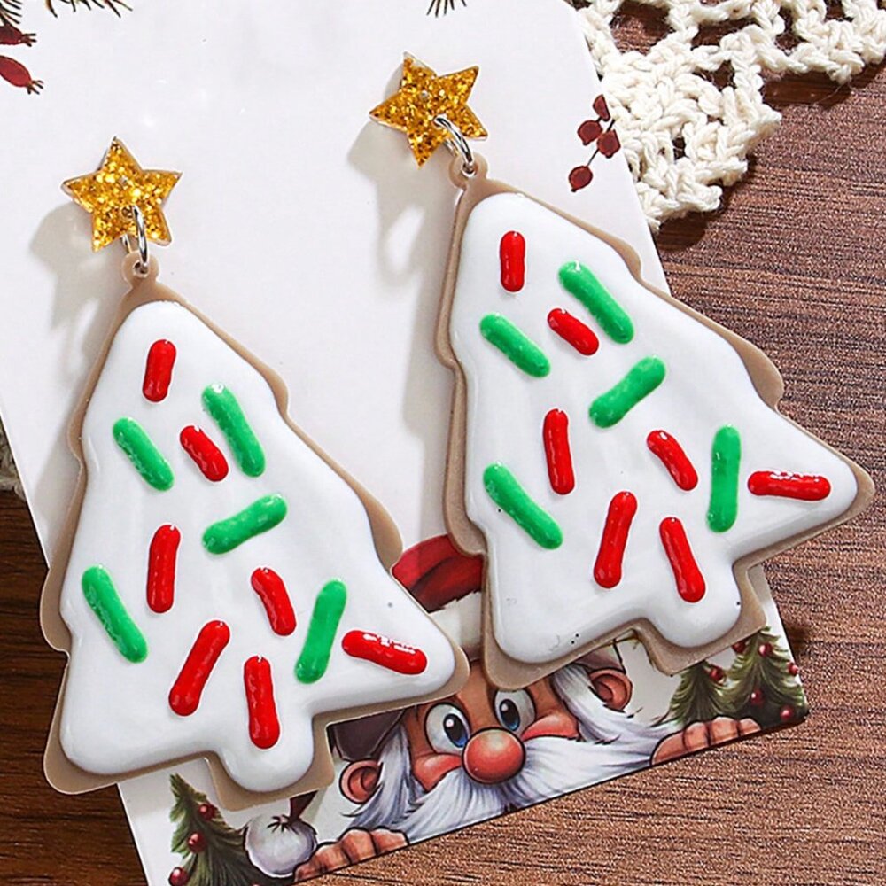 Cute Christmas Cookie with Sprinkles Earrings 16A2